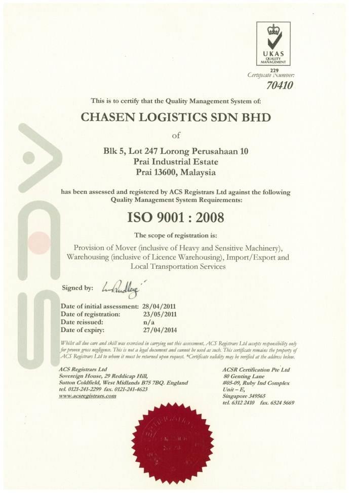 Chasen Logistics Sdn Bhd
